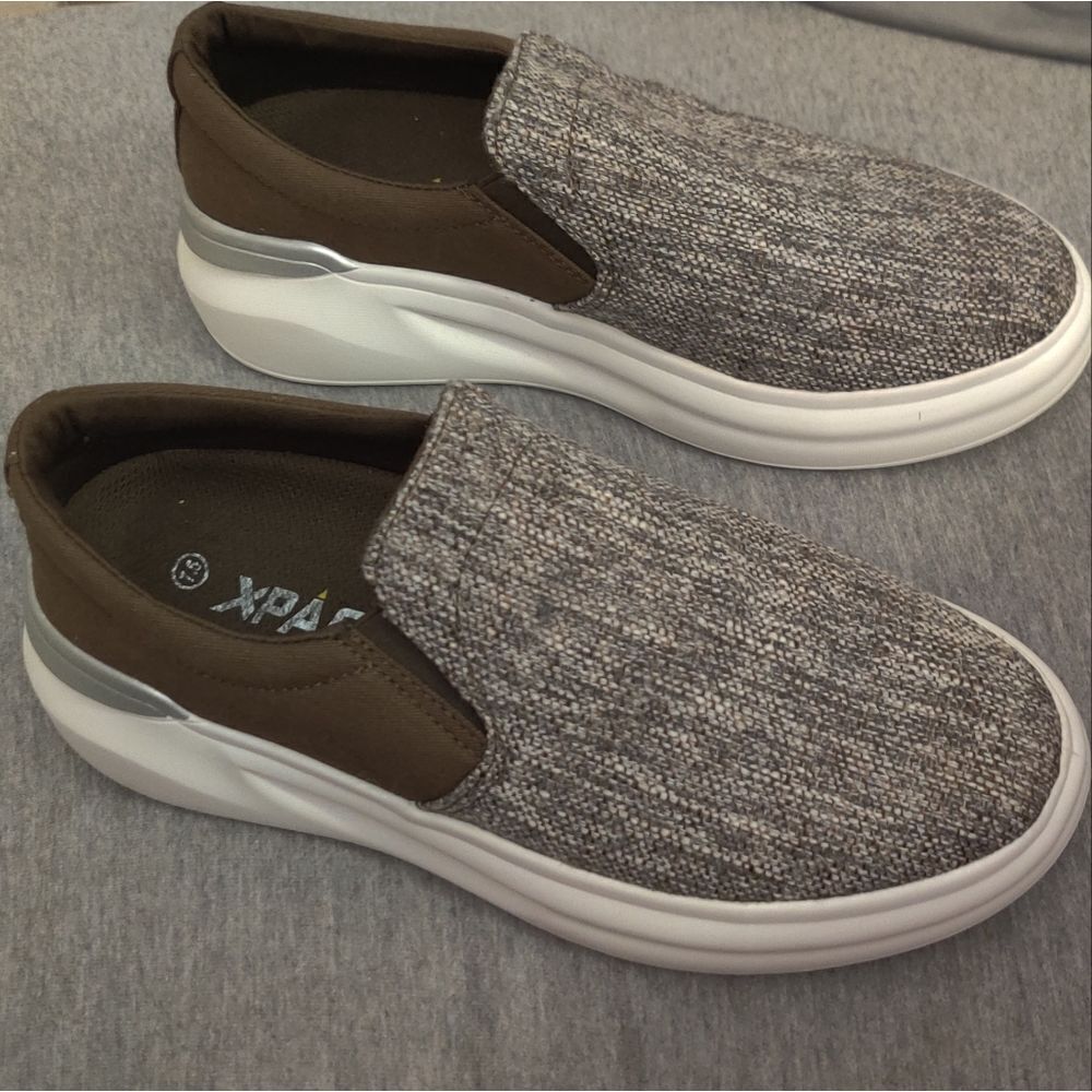 New XPACS Slip On Arch Support Orthopedic Comfortable Brown Removable Insoles